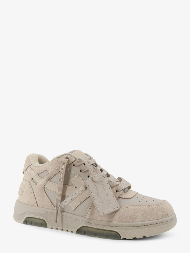 Off White Out Of Office Suede And Leather Sneakers With Iconic Logo On The Side