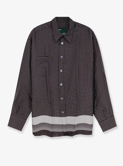 On Me The Shirt Viscose Shirt With Geometric Pattern Piombo