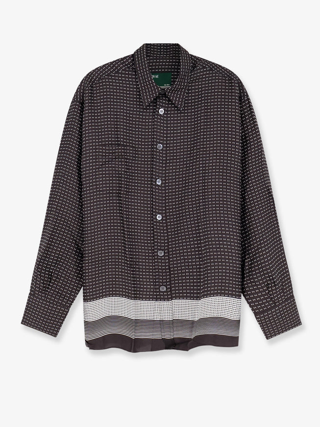 On Me The Shirt Viscose Shirt With Geometric Pattern Piombo