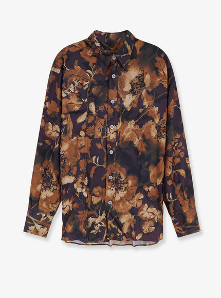 On Me The Shirt Viscose Shirt With Floral Pattern Melanzana