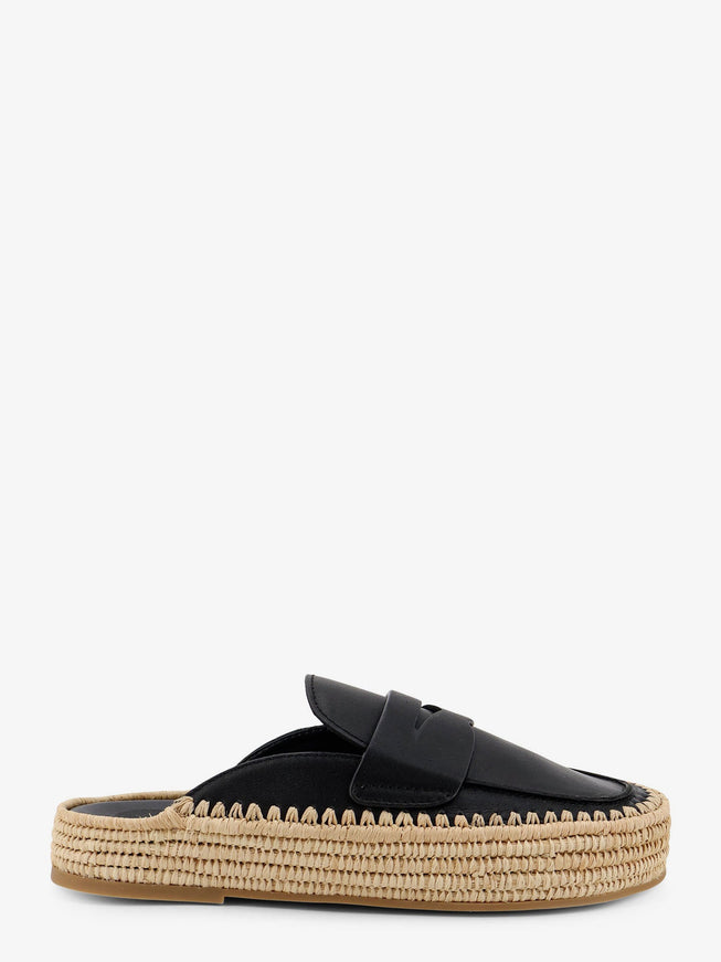 Paloma Barcelo' Belinda Leather And Raffia Sandals Black