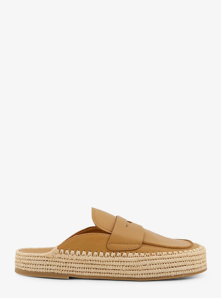 Paloma Barcelo' Belinda Leather And Raffia Sandals Ochre