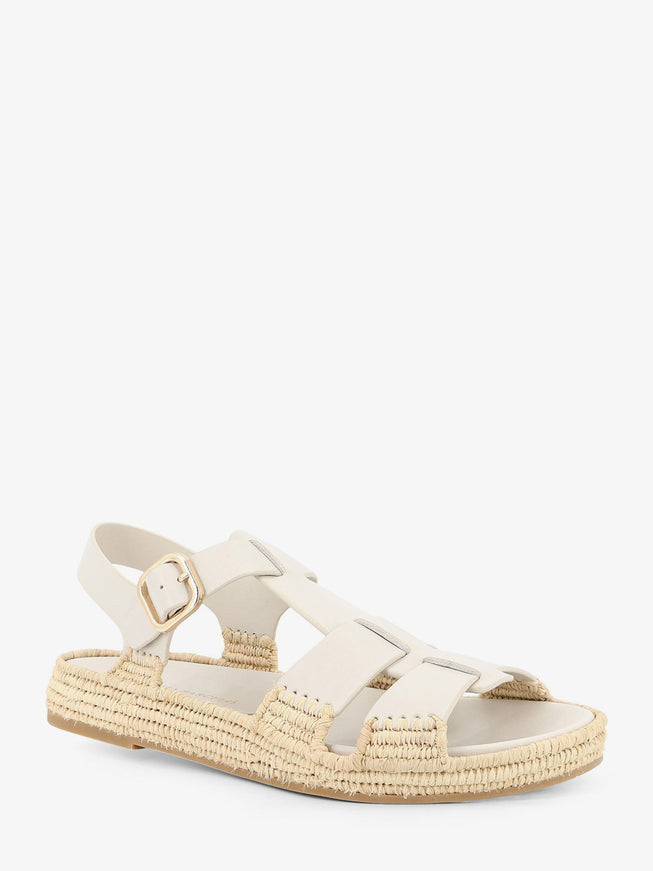 Paloma Barcelo' Yuka Leather Sandals With Woven Raffia Sole