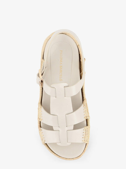 Paloma Barcelo' Yuka Leather Sandals With Woven Raffia Sole