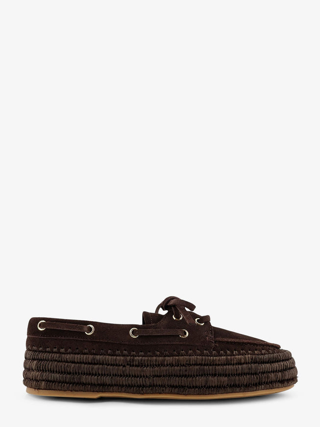 Paloma Barcelo' Penelope Suede And Raffia Loafers Chocolate