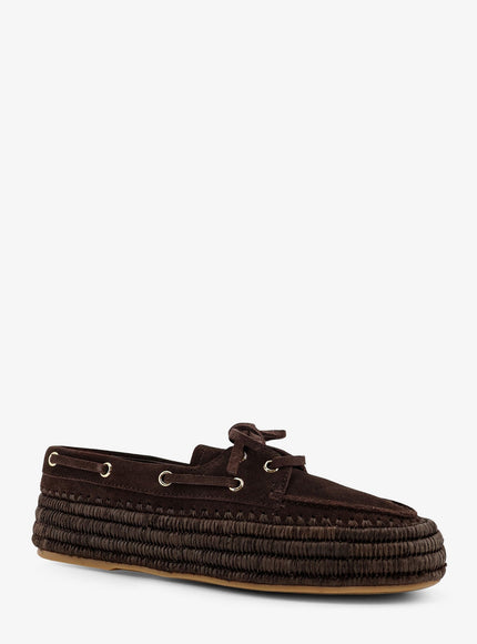 Paloma Barcelo' Penelope Suede And Raffia Loafers
