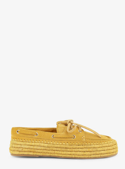 Paloma Barcelo' Penelope Suede And Raffia Loafers Ochre