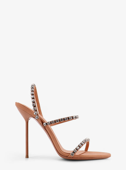 Paris Texas Lidia Satin Sandals With Crystal Detail Amber