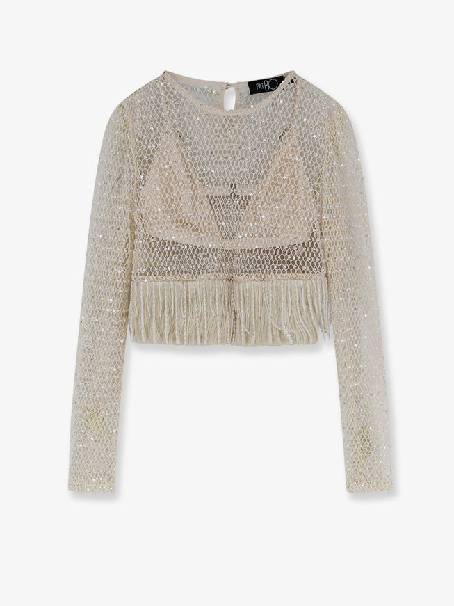 Patbo Crochet Top With All-Over Beads 4 Beige