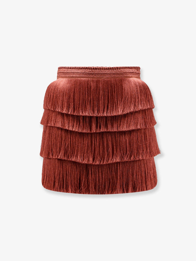 Patbo Mini Skirt With Fringes Brown