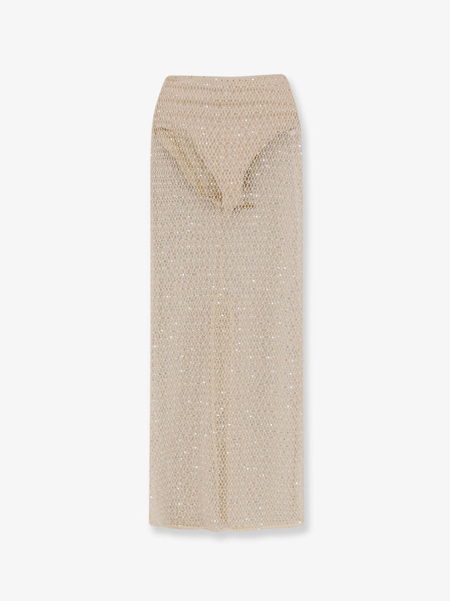 Patbo Crochet Bloom Long Skirt 4 Beige