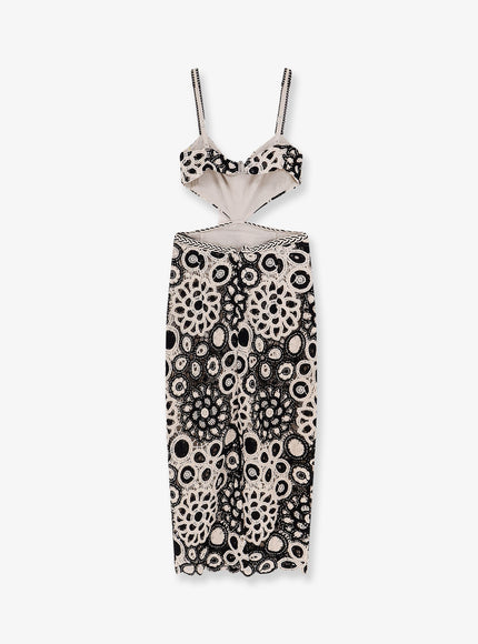 Patbo Long Crochet Dress With Floral Pattern