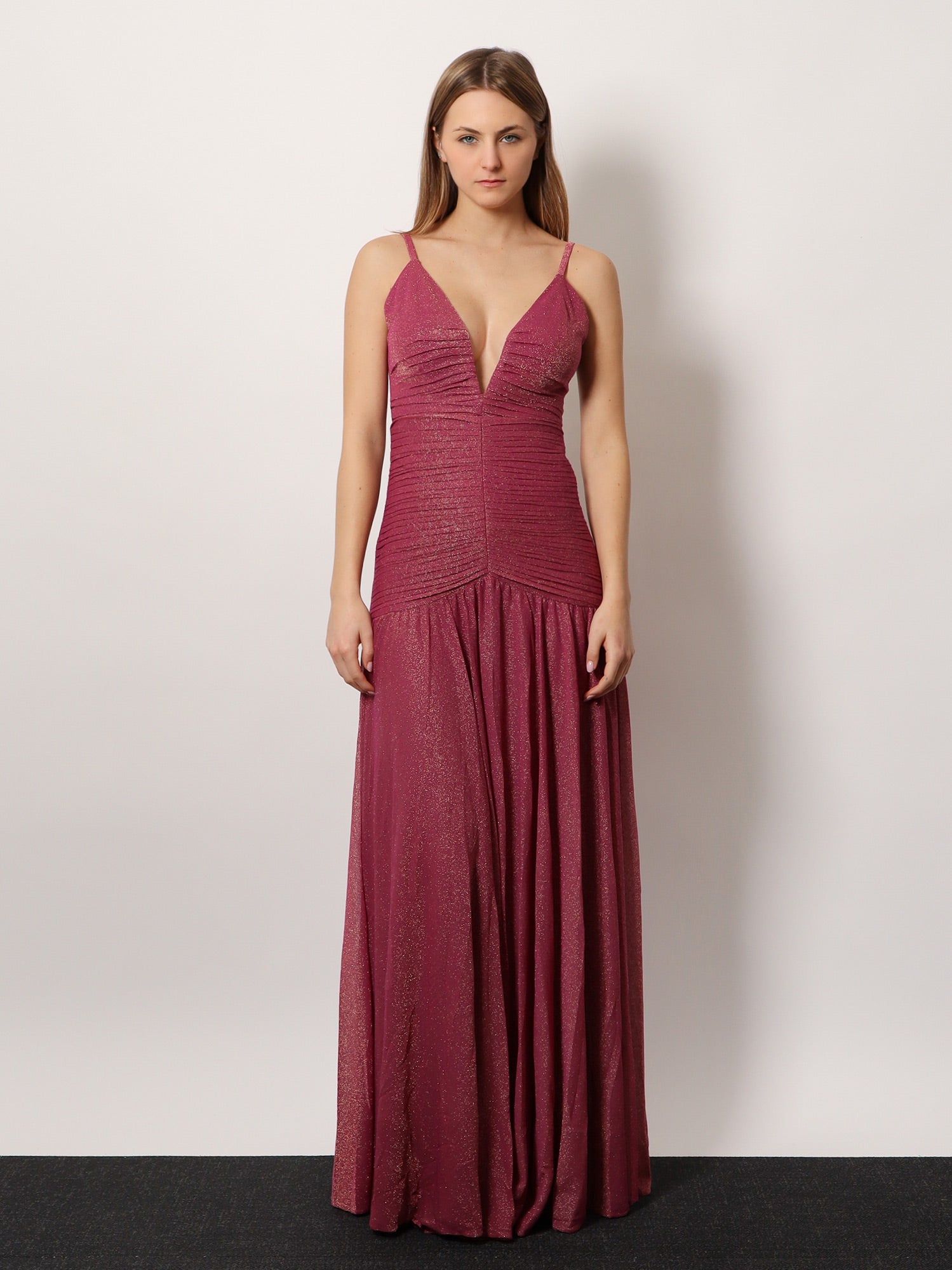 Patbo Viscose blend long dress with metallic effect - Purple Patbo Viscose blend long dress with metallic effect - Purple