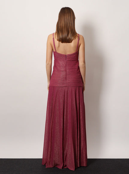 Patbo Viscose Blend Long Dress With Metallic Effect