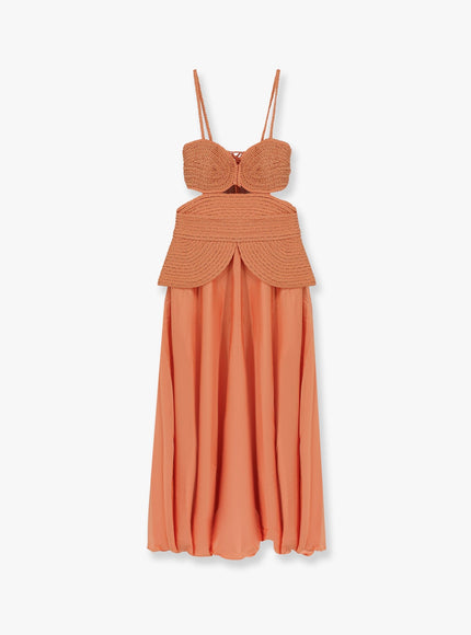 Patbo Satin Sunset Midi Dress With Braided Corset 6 One Color