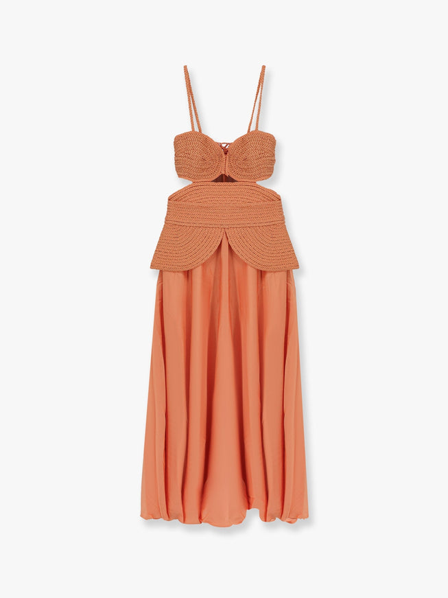 Patbo Satin Sunset Midi Dress With Braided Corset 6 One Color
