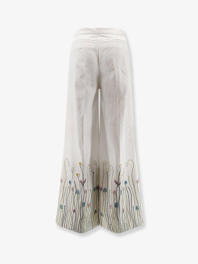 Philippa 1970 Cotton Trousers With Multicolor Embroidery