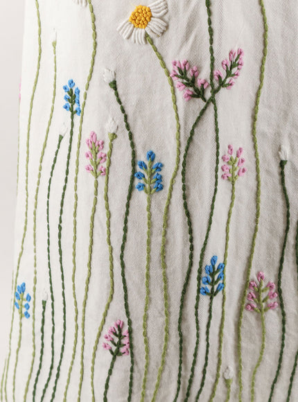 Philippa 1970 Cotton Trousers With Multicolor Embroidery