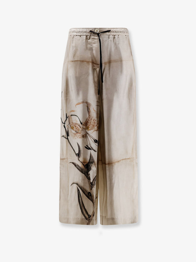Pierre-Louis Mascia Silk Trousers With Floral Print Naturale