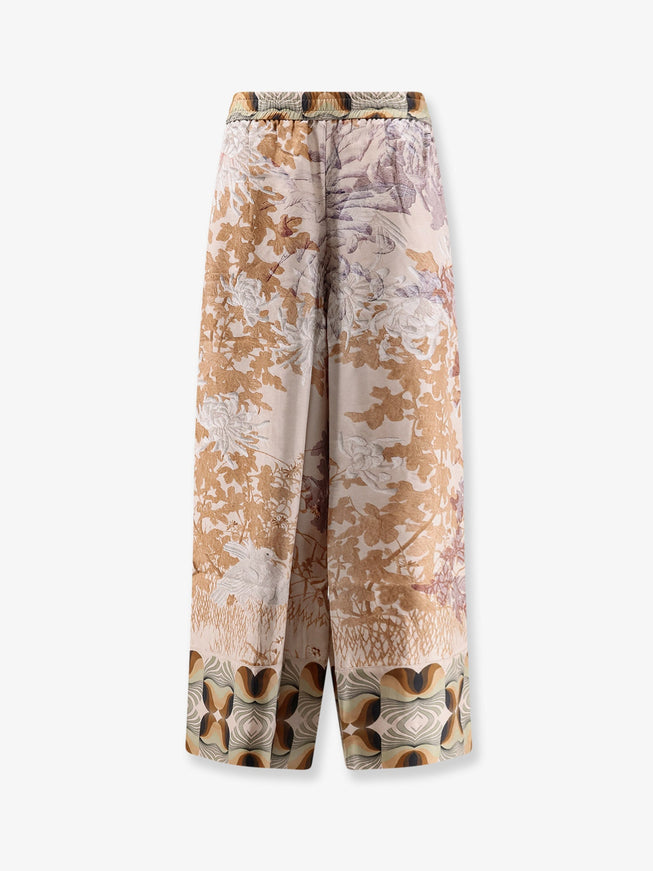 Pierre-Louis Mascia Silk Trouser With All-Over Prints Naturale