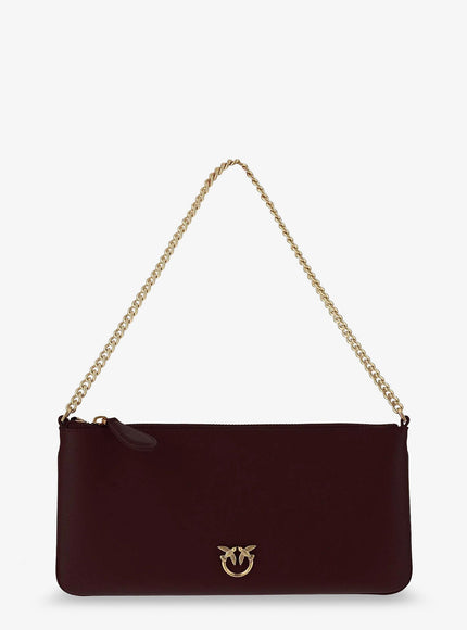 Pinko Horizontal Flat Leather Crossbody Bag Uni Burgundywine