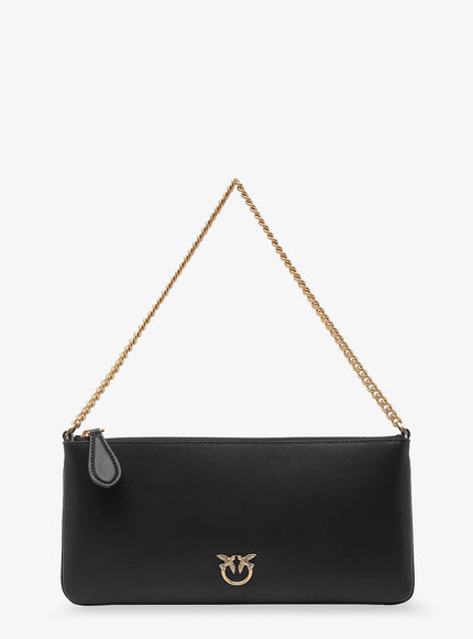 Pinko Horizontal Flat Leather Crossbody Bag Uni Nero