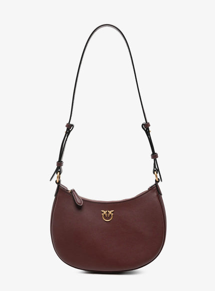 Pinko Half Moon Mini Leather Shoulder Bag Uni Burgundywine