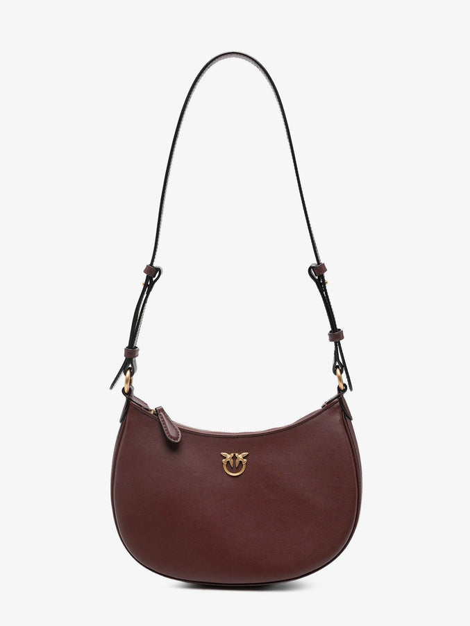 Pinko Half Moon Mini Leather Shoulder Bag Uni Burgundywine