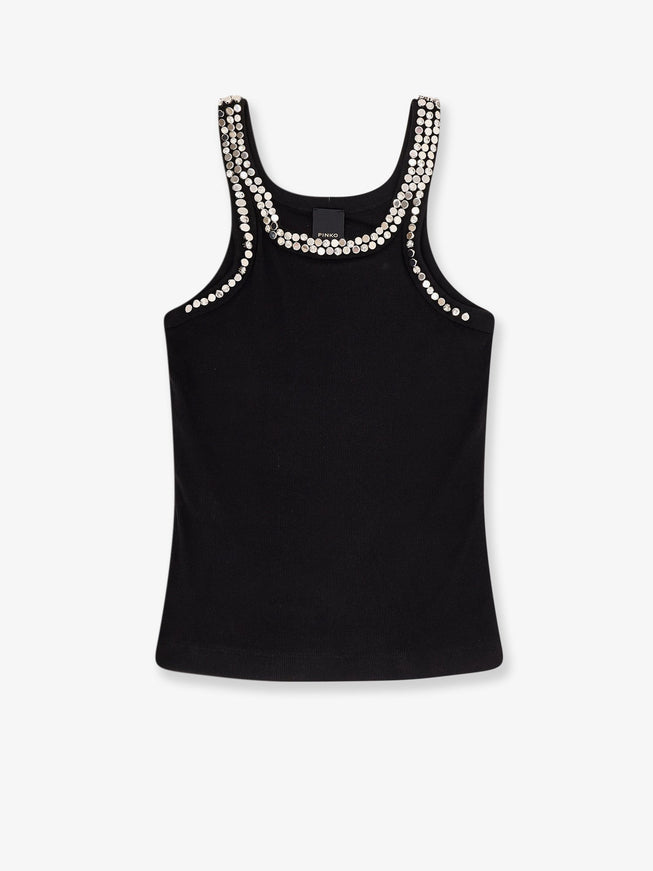 Pinko Coriandoli Cotton Tank Top Nero