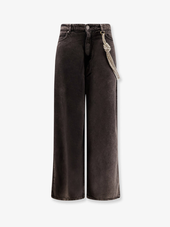 Pinko Lauryn Bull Denim Jeans With Removable Jewel Rope Nero