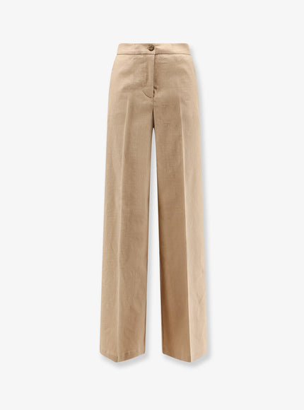 Pinko Jacopone Linen And Viscose Trousers Beige