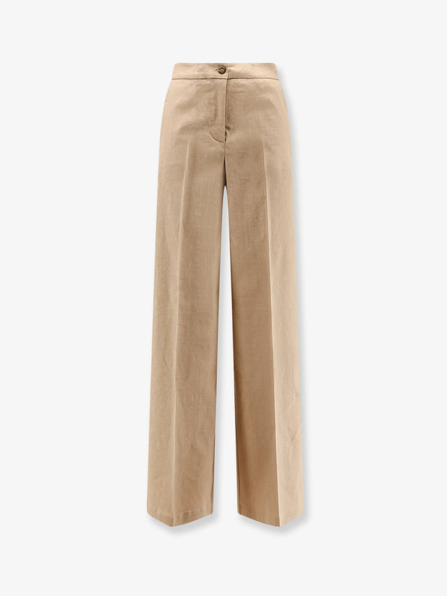 Pinko Jacopone Linen And Viscose Trousers Beige