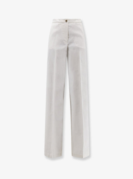 Pinko Jacopone Linen And Viscose Trousers Bianco