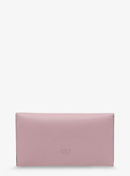 Pinko Leather Clutch Bag With Metal Love Birds Logo