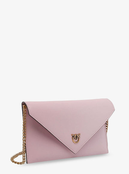 Pinko Leather Clutch Bag With Metal Love Birds Logo