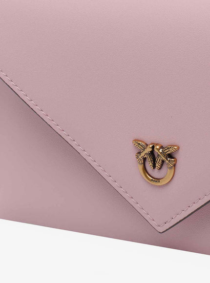 Pinko Leather Clutch Bag With Metal Love Birds Logo