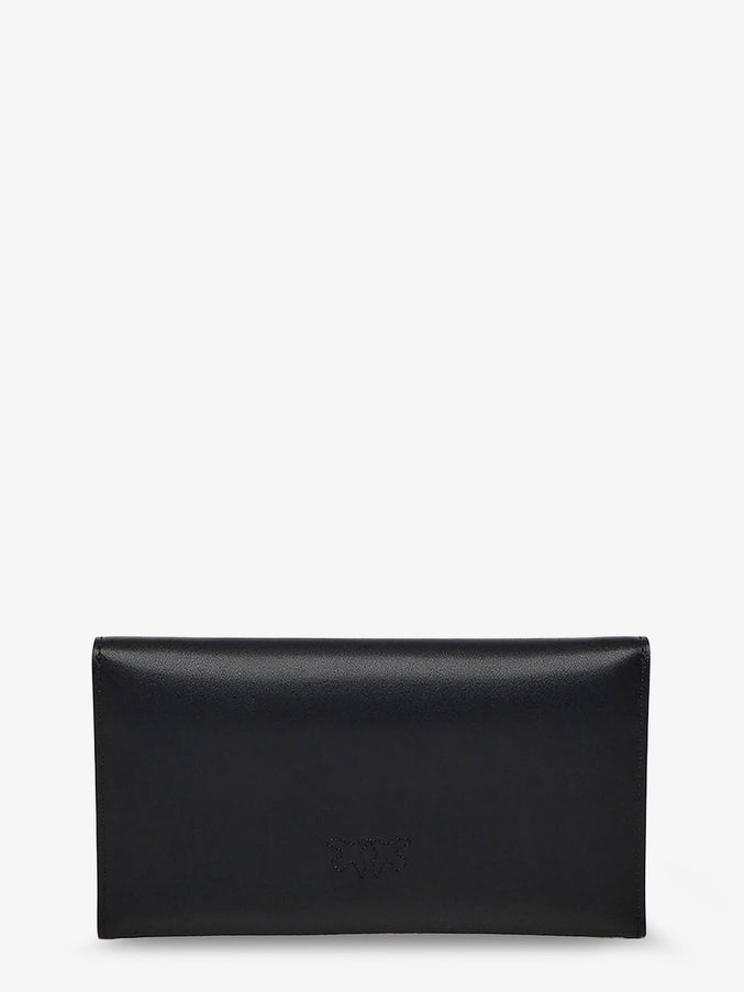 Pinko Leather Clutch Bag With Metal Love Birds Logo