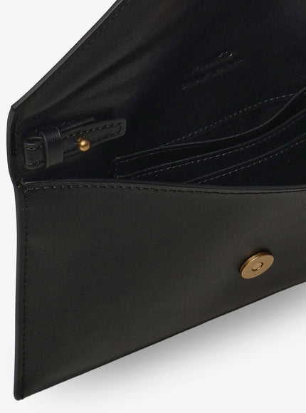 Pinko Leather Clutch Bag With Metal Love Birds Logo