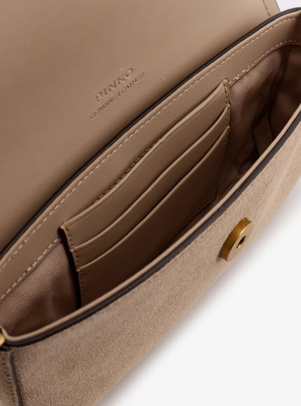 Pinko Saddle Flat Leather Crossbody Bag