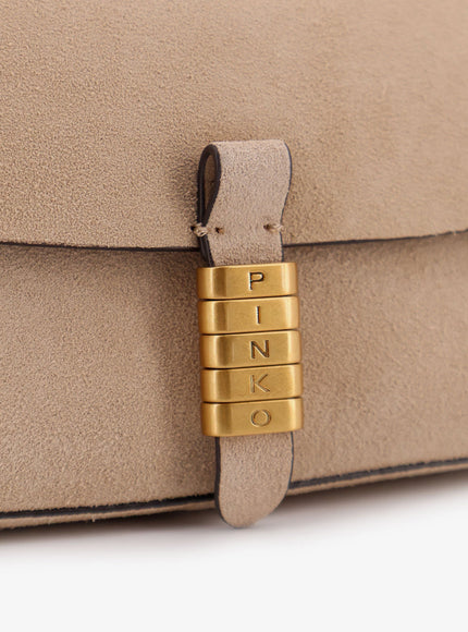 Pinko Saddle Flat Leather Crossbody Bag