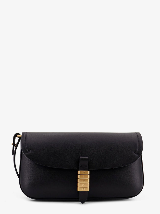 Pinko Saddle Flat Leather Crossbody Bag Uni Nero