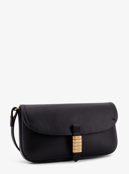 Pinko Saddle Flat Leather Crossbody Bag