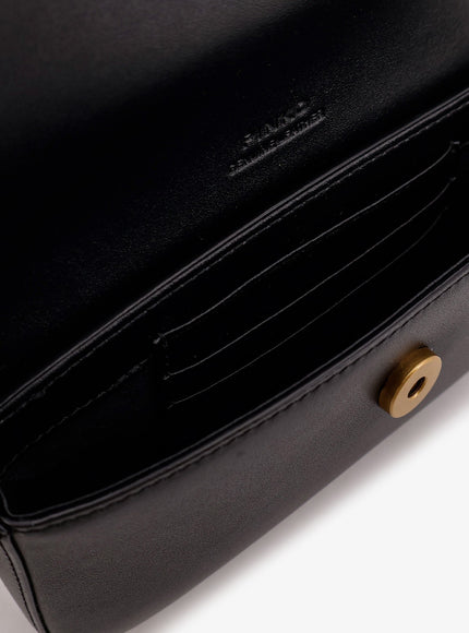 Pinko Saddle Flat Leather Crossbody Bag