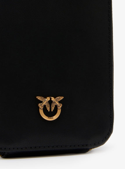 Pinko Leather Smartphone Case With Metal Love Birds Logo