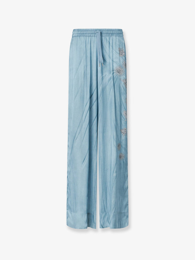 Pinko Rikky Viscose Trousers Azzurro