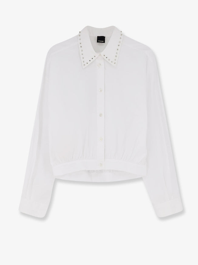 Pinko Charita Striped Cotton Shirt Bianco