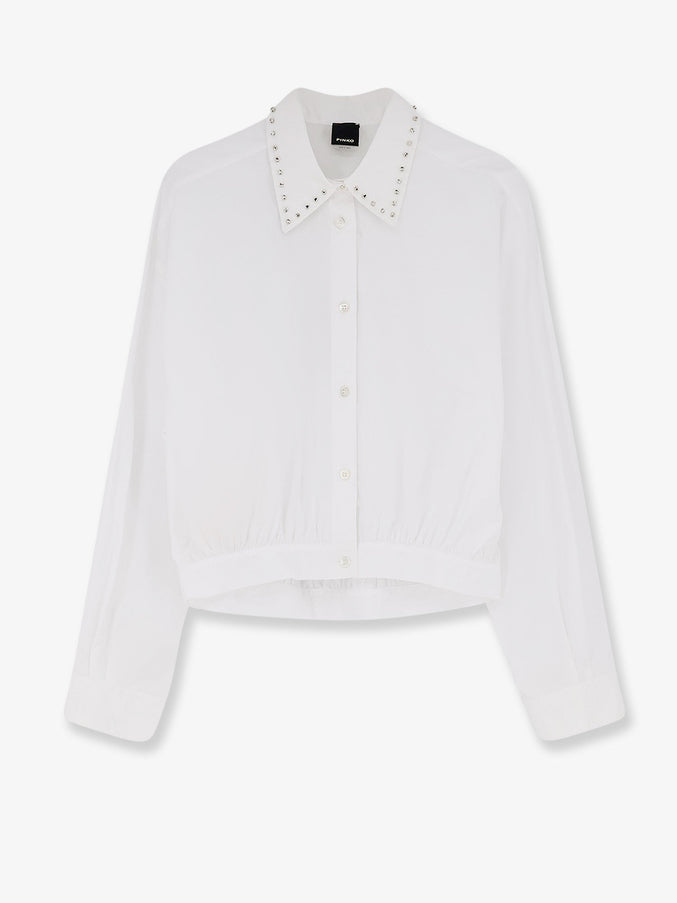 Pinko Charita Striped Cotton Shirt Bianco