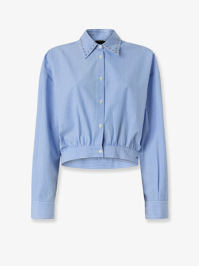 Pinko Charita Striped Cotton Shirt Azzurro