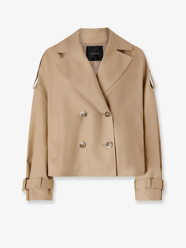 Pinko Triscia Balloon Cotton Blend Trench Beige
