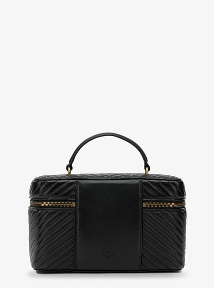 Pinko Leather Beauty Case With Metal Love Birds Logo